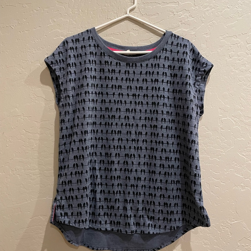 Jane and Delancey Blue Bird Cap Sleeve Tee